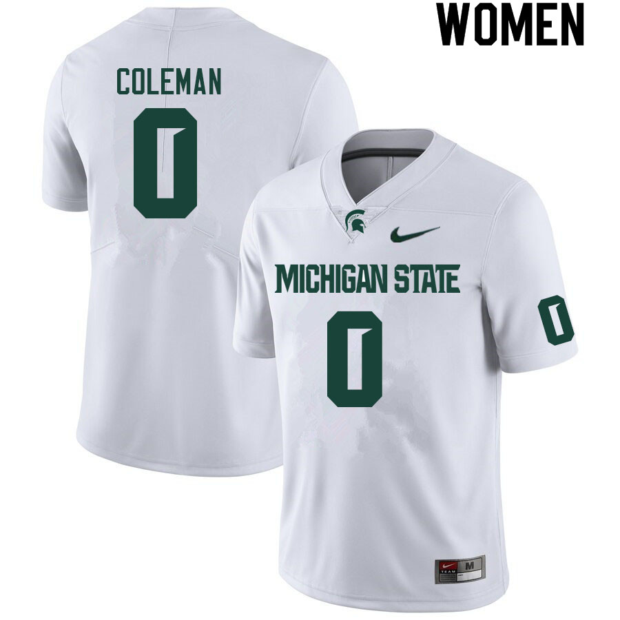 Women #0 Keon Coleman Michigan State Spartans College Football Jerseys Sale-White